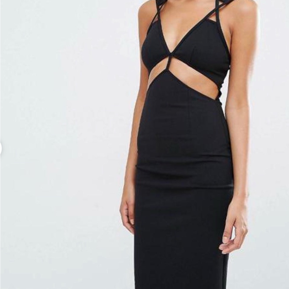 AQ/AQ Elegant Black Cutout Backless Dress